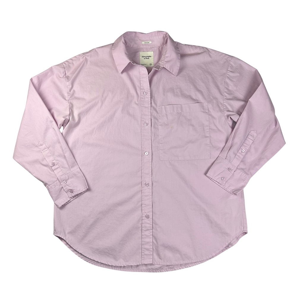 Abercrombie & Fitch‎ Oversized Button Down Shirt Pink Cotton Poplin 140S0461